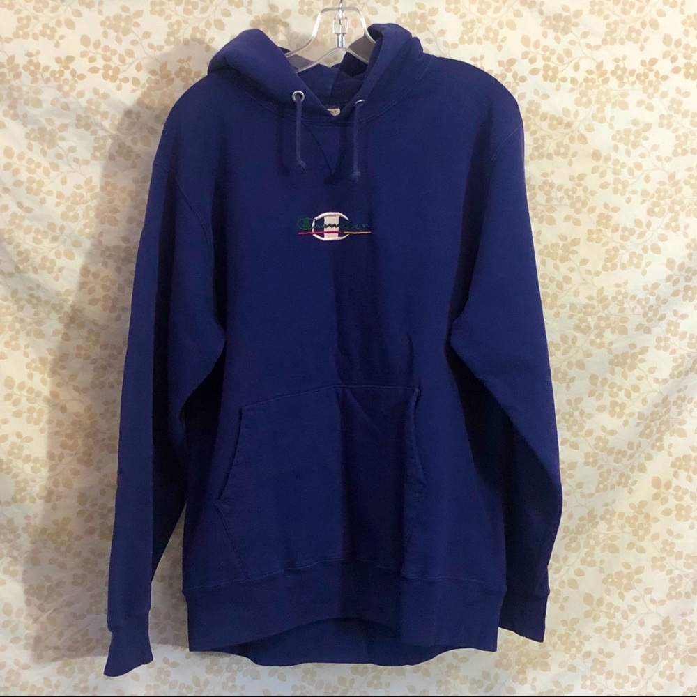 Classic Champion Embroidered Logo Navy Hoodie